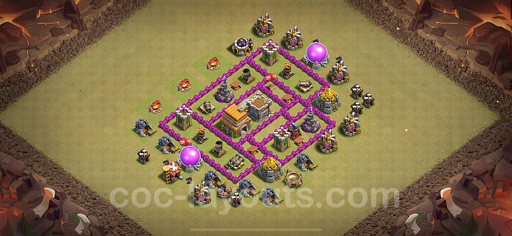 Die Anti 3 Sterne Clan War Base RH6 + Link 2024 - COC Rathaus Level 6 Kriegsbase (CK / CW) - #51