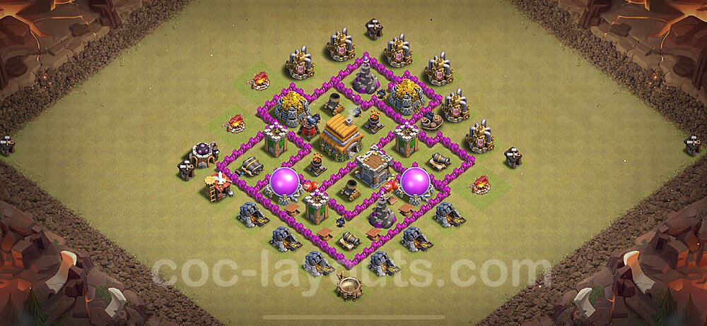 Die Clan War Base RH6 + Link, Anti Alles, Hybrid 2024 - COC Rathaus Level 6 Kriegsbase (CK / CW) - #55