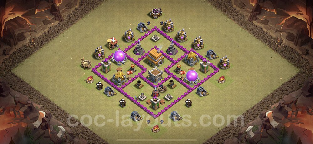 Die Clan War Base RH6 + Link, Anti Air, Hybrid - COC Rathaus Level 6 Kriegsbase (CK / CW) - #6
