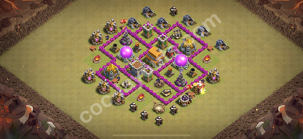Diseño de aldea para Guerra Ayuntamiento 6 Copiar, Anti Todo, Híbrido - COC TH6 Perfecta Distribucion 2025 + Enlace - #64