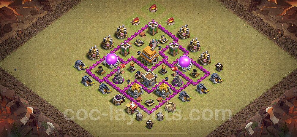 TH6 Max Levels CWL War Base Plan with Link, Hybrid, Copy Town Hall 6 Design 2024, #66