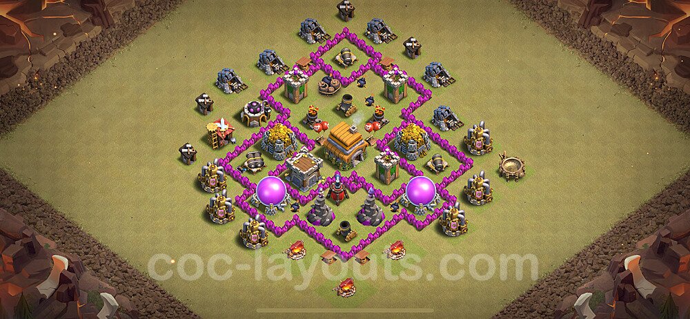 Die Anti 2 Sterne Clan War Base RH6 + Link, Hybrid 2024 - COC Rathaus Level 6 Kriegsbase (CK / CW) - #67