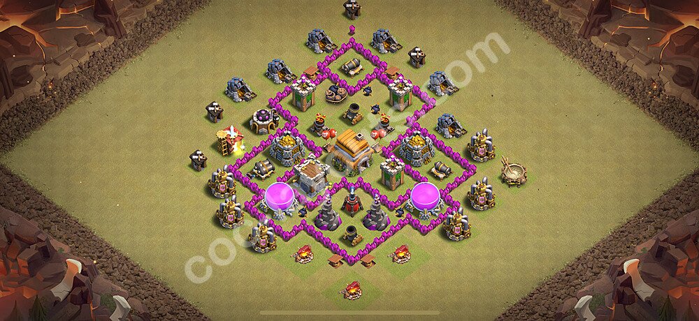 Ustawienie baza wojskowa TH6 z linkiem, Hybrydowy - Ratusz poziom 6 - COC 2026 - #67