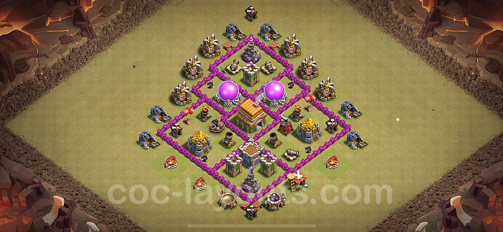 Die Maximal Clan War Base RH6 + Link, Anti Alles 2024 - COC Rathaus Level 6 Kriegsbase (CK / CW) - #68