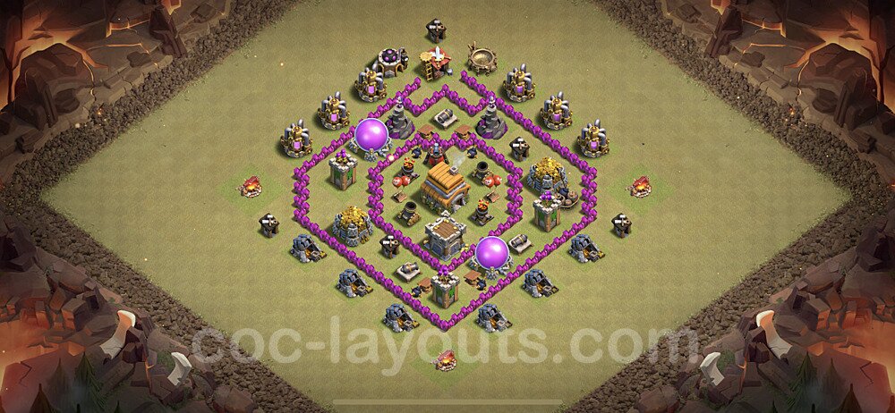 TH6 Anti 2 Stars War Base Plan with Link, Copy Town Hall 6 Design 2020, #7