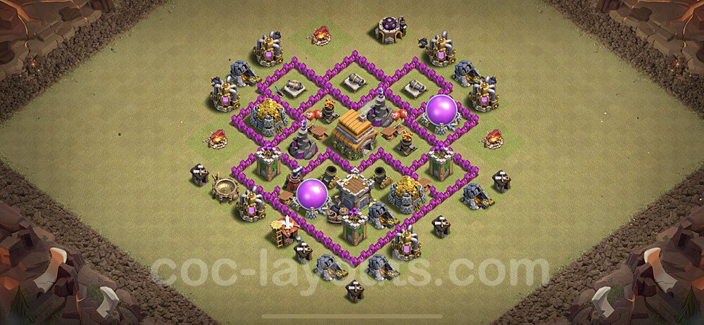 TH6 Max Levels CWL War Base Plan with Link, Anti Everything, Hybrid, Copy Town Hall 6 Design, #8