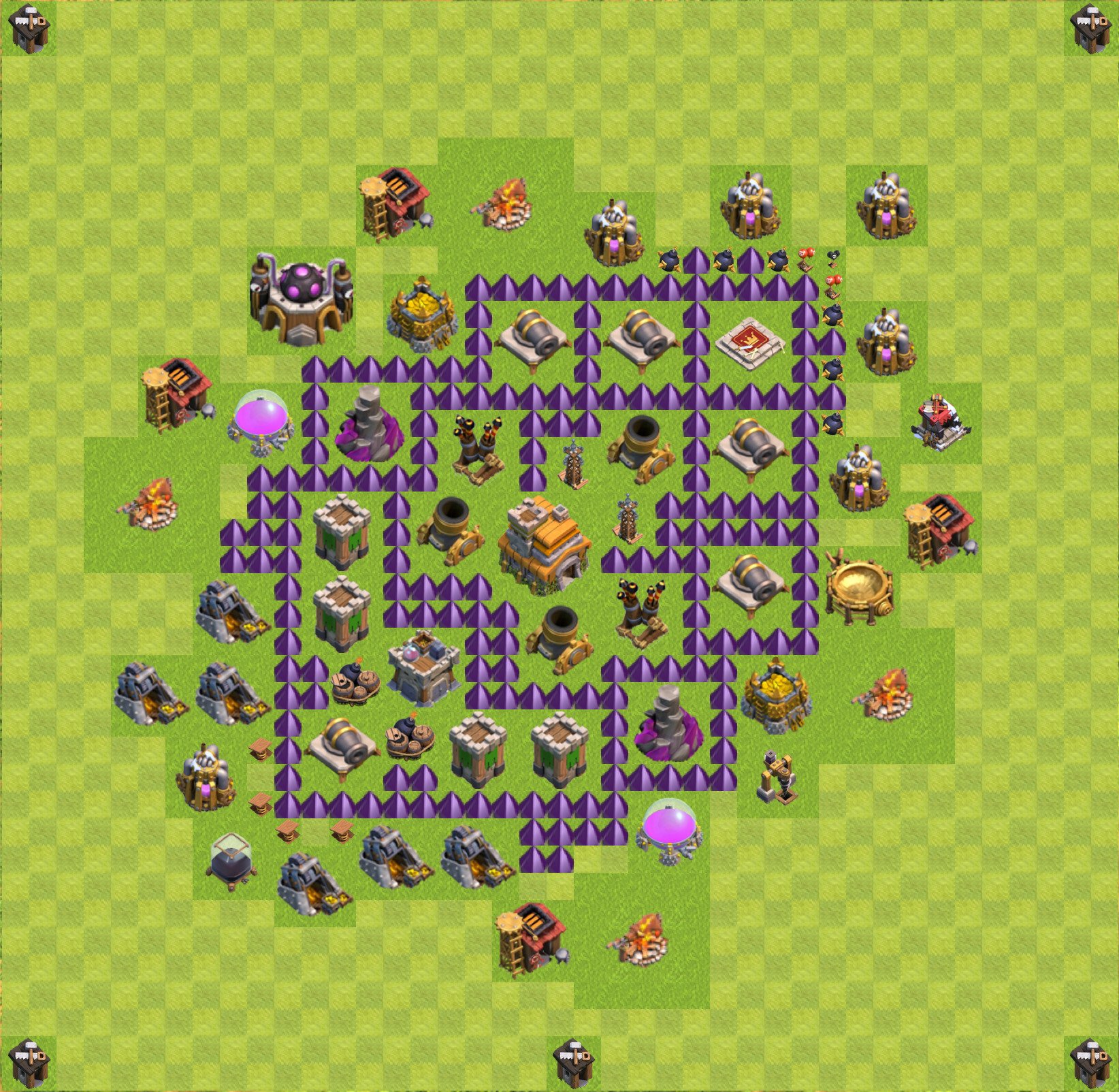 best level 7 town hall defense layout