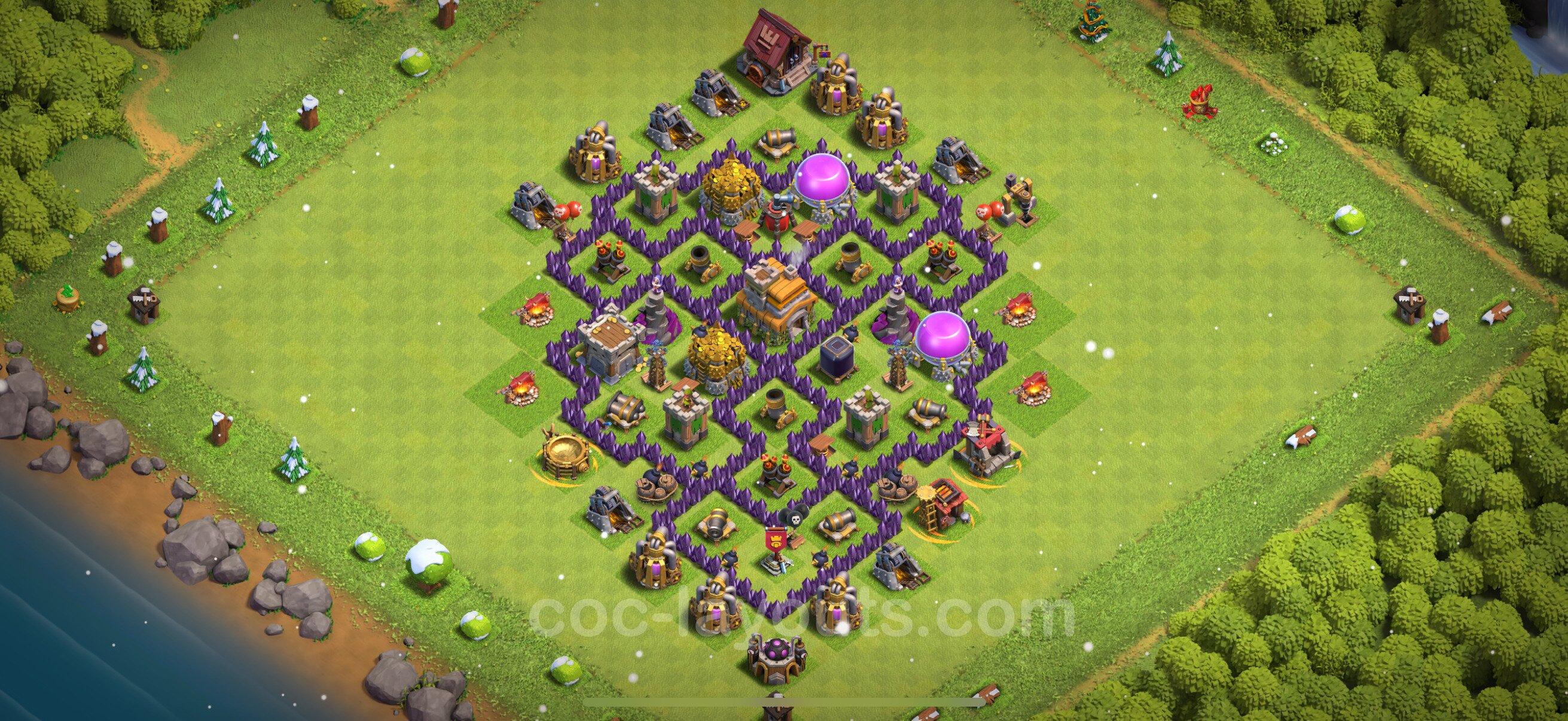 Trophy Defense Base TH7 With Link Anti 3 Stars Hybrid Clash Of   Th7 Defence 230 