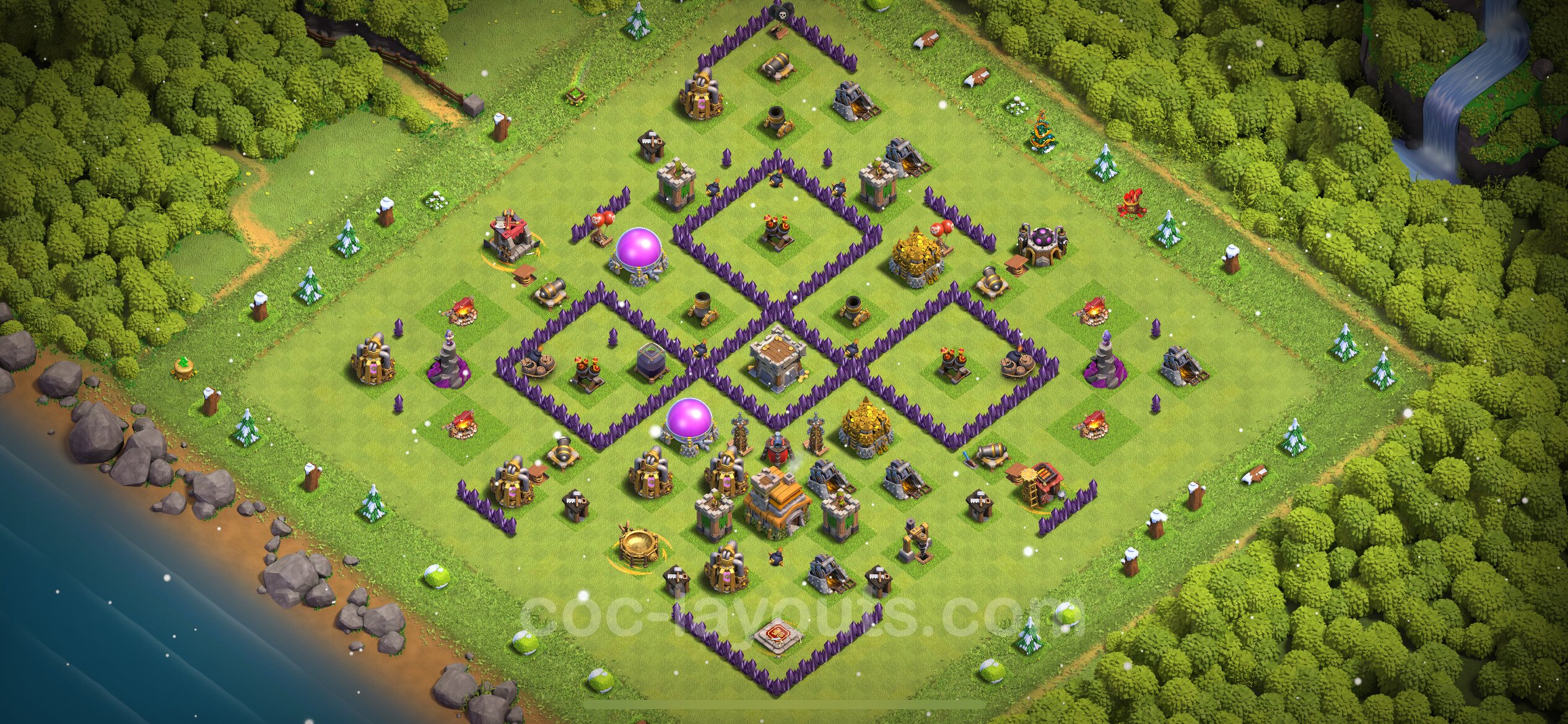 Best Anti 3 Stars Base Th7 With Link Anti Air Dragon 2024 Town