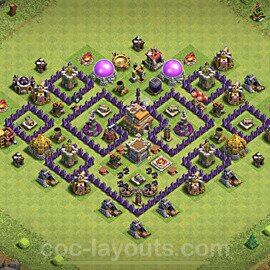 TH7 Anti 3 Stars Base Plan with Link, Anti Everything, Copy Town Hall 7 Base Design, #184