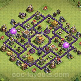 Diseño de aldea Anti Todo Ayuntamiento 7 Copiar, Híbrido - COC TH7 Perfecta Distribucion + Enlace - #185