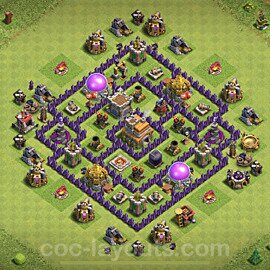 Anti Everything TH7 Base Plan with Link, Anti 3 Stars, Copy Town Hall 7 Design, #186