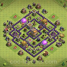 Die Anti Alles Base RH7 + Link, Anti 3 Sterne - COC Rathaus 7 Kopieren Base - #186