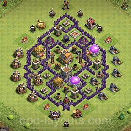 TH7 Trophy Base Plan with Link, Anti Everything, Hybrid, Copy Town Hall 7 Base Design, #189