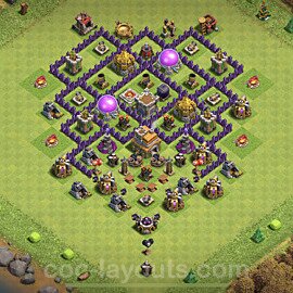 TH7 Anti 3 Stars Base Plan with Link, Hybrid, Copy Town Hall 7 Base Design, #195