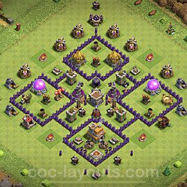 Diseño de aldea al Maximo Ayuntamiento 7 Copiar, Anti 3 Estrellas, Híbrido - Full COC TH7 Perfecta Distribucion para Defensa + Enlace - #199