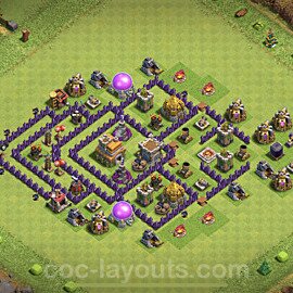 Anti Everything TH7 Base Plan with Link, Anti 3 Stars, Anti Everything, Copy Town Hall 7 Design 2022, #207