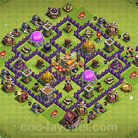 Anti Everything TH7 Base Plan with Link, Hybrid, Copy Town Hall 7 Design 2024, #218