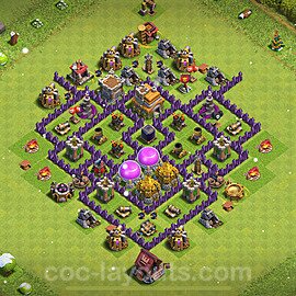 Diseño de aldea Anti 3 Estrellas Ayuntamiento 7 Copiar, Híbrido - COC TH7 Perfecta Distribucion 2024 + Enlace - #225