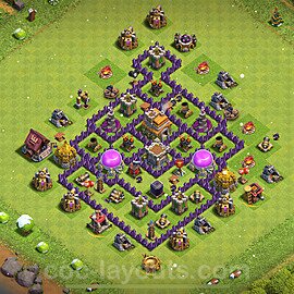 TH7 Trophy Base Plan with Link, Anti 3 Stars, Anti Air / Dragon, Copy Town Hall 7 Base Design 2024, #228