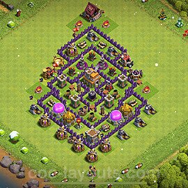 Die Anti Dragon Base für Verteidigung RH7 + Link, Anti 3 Sterne 2024 - COC Rathaus 7 Kopieren Base - #229