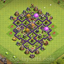 TH7 Trophy Base Plan with Link, Anti 3 Stars, Hybrid, Copy Town Hall 7 Base Design 2023, #230