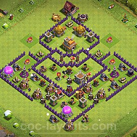 TH7 Anti 3 Stars Base Plan with Link, Hybrid, Copy Town Hall 7 Base Design 2024, #231