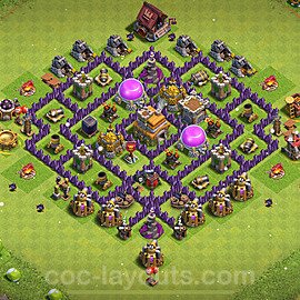 Anti Everything TH7 Base Plan with Link, Hybrid, Copy Town Hall 7 Design 2024, #232