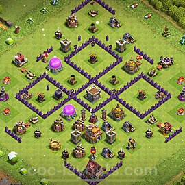 TH7 Anti 3 Stars Base Plan with Link, Anti Air / Dragon, Copy Town Hall 7 Base Design 2024, #233