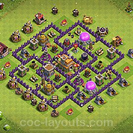 TH7 Anti 3 Stars Base Plan with Link, Hybrid, Copy Town Hall 7 Base Design 2024, #234