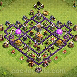 Diseño de aldea Anti 2 Estrellas Ayuntamiento 7 Copiar, Anti Todo - COC TH7 Perfecta Distribucion 2024 + Enlace - #236