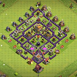 Die Anti 3 Sterne Base RH7 + Link, Hybrid 2025 - COC Rathaus 7 Kopieren Base - #240