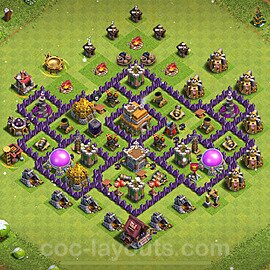 Diseño de aldea Anti 3 Estrellas Ayuntamiento 7 Copiar, Híbrido - COC TH7 Perfecta Distribucion 2025 + Enlace - #241