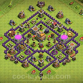 TH7 Trophy Base Plan with Link, Copy Town Hall 7 Base Design 2023, #87