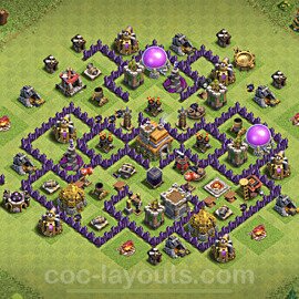 TH7 Trophy Base Plan with Link, Anti Everything, Copy Town Hall 7 Base Design, #91
