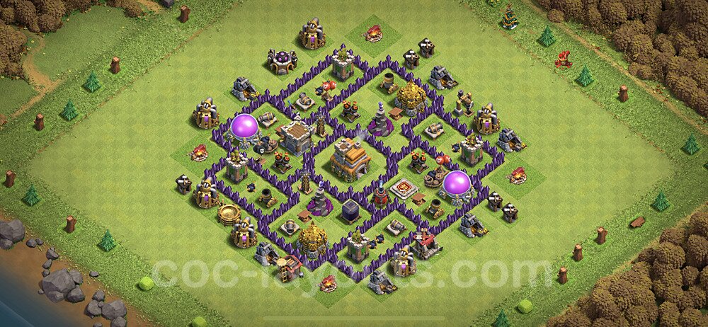Anti Everything TH7 Base Plan with Link, Hybrid, Copy Town Hall 7 Design, #185
