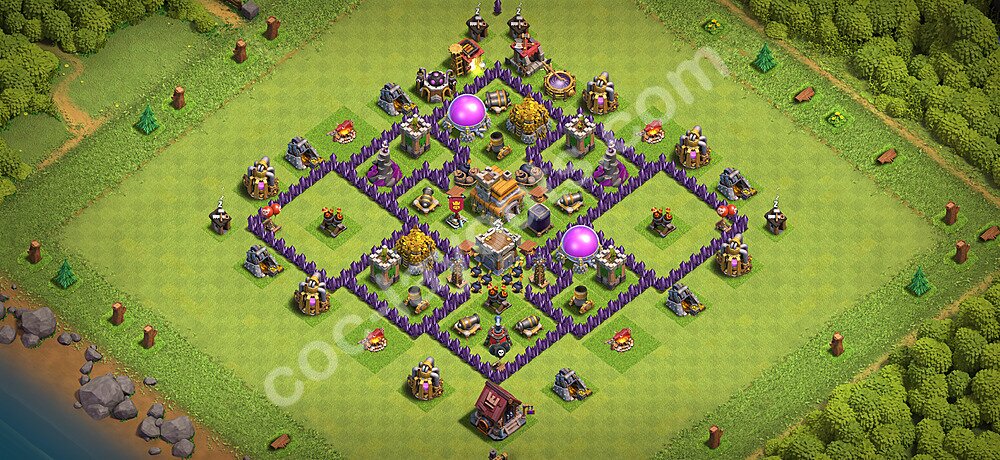 Die Anti Dragon Base für Verteidigung RH7 + Link, Hybrid 2026 - COC Rathaus 7 Kopieren Base - #203