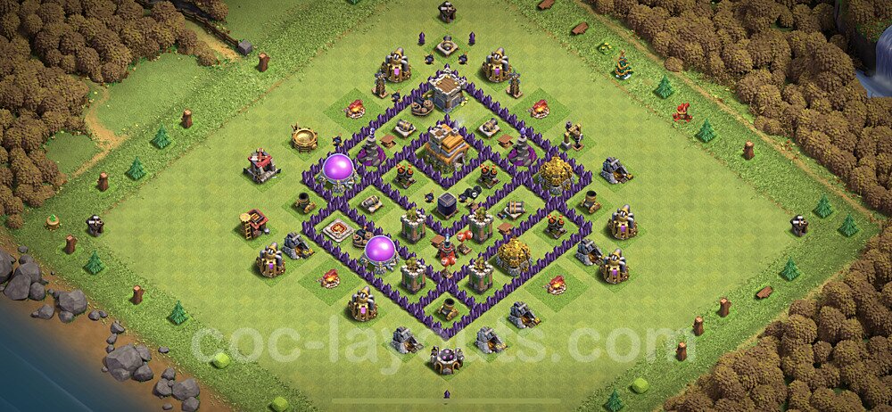 Full Upgrade TH7 Base Plan with Link, Anti Everything, Hybrid, Copy Town Hall 7 Max Levels Design, #206