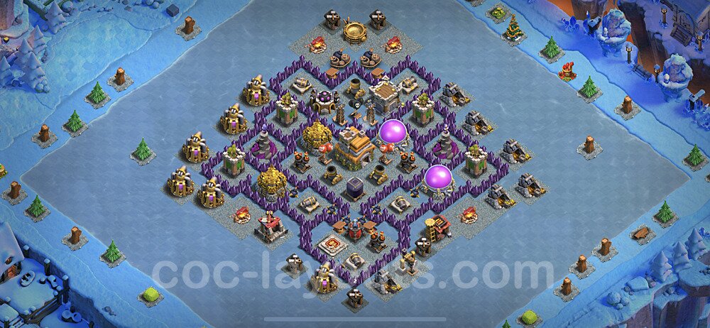 TH7 Anti 3 Stars Base Plan with Link, Anti Everything, Copy Town Hall 7 Base Design 2023, #211