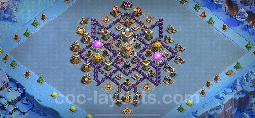 Anti Everything TH7 Base Plan with Link, Hybrid, Copy Town Hall 7 Design 2022, #213