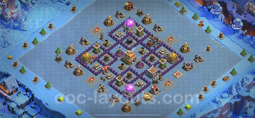 Full Upgrade TH7 Base Plan with Link, Anti Everything, Copy Town Hall 7 Max Levels Design 2023, #215