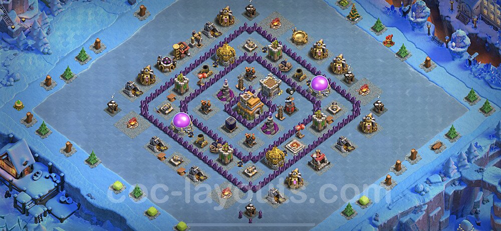 Anti Everything TH7 Base Plan with Link, Hybrid, Copy Town Hall 7 Design 2023, #221