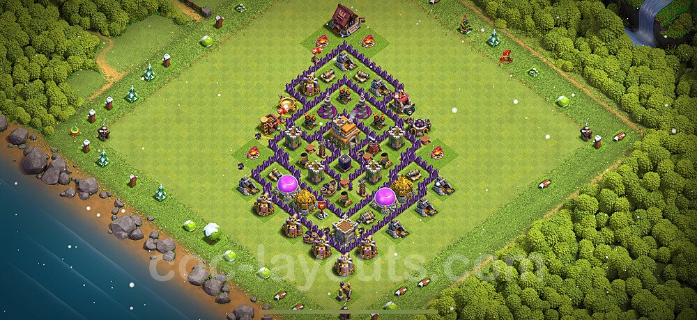Anti Dragon TH7 Base Plan with Link, Anti 3 Stars, Copy Town Hall 7 Anti Air Design 2023, #229