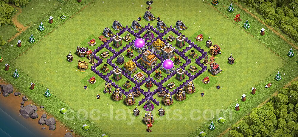 Anti Everything TH7 Base Plan with Link, Hybrid, Copy Town Hall 7 Design 2023, #232