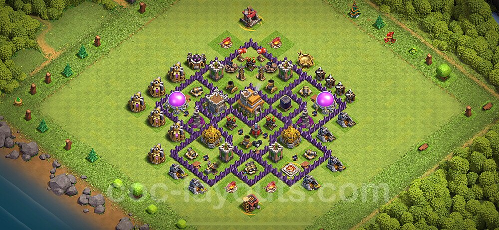 Diseño de aldea Anti 2 Estrellas Ayuntamiento 7 Copiar - COC TH7 Perfecta Distribucion 2024 + Enlace - #237