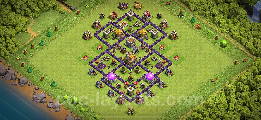 Diseño de aldea al Maximo Ayuntamiento 7 Copiar - Full COC TH7 Perfecta Distribucion 2024 para Defensa + Enlace - #239