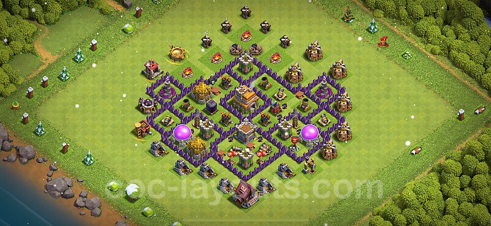 Die Anti 3 Sterne Base RH7 + Link, Hybrid 2025 - COC Rathaus 7 Kopieren Base - #241