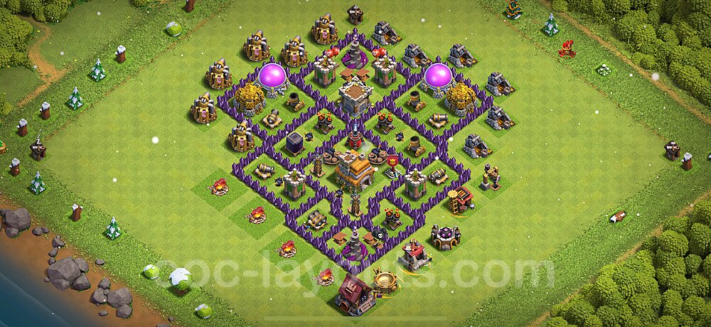 Die Anti 2 Sterne Base RH7 + Link 2025 - COC Rathaus 7 Kopieren Base - #242