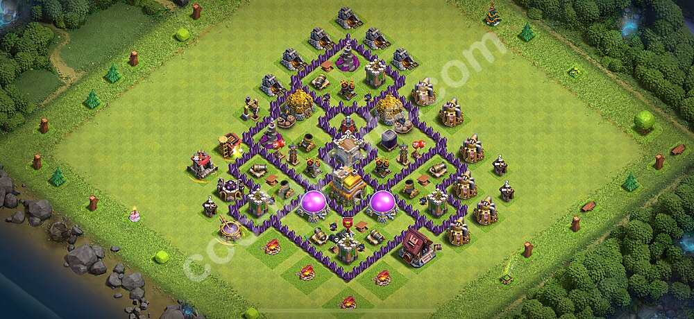 Municipio livello 7 Anti 3 Stelle Base + Link, Anti Air / Dragon - Miglior Disposizione Villaggio per Difesa COC 2025 TH7 - #245