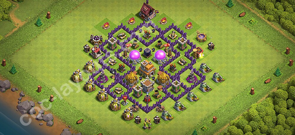 TH7 Trophy Base Plan with Link, Copy Town Hall 7 Base Design 2026, #250